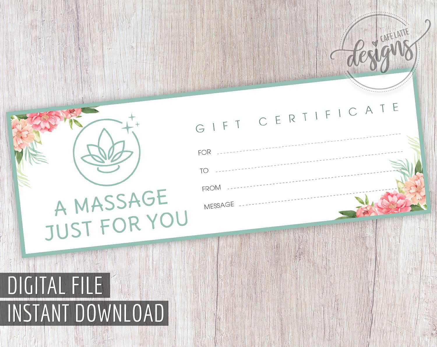 Massage Gift Certificate, Father's Day Gift Certificate With Massage Gift Certificate Template Free Printable