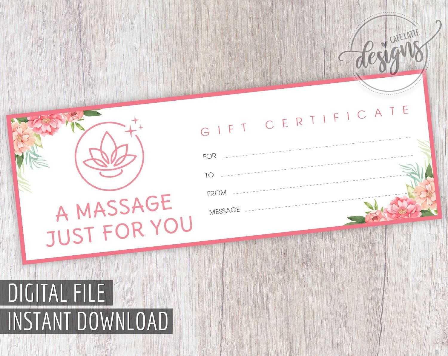 Massage Gift Certificate, Mother's Day Gift Certificate Within Massage Gift Certificate Template Free Download