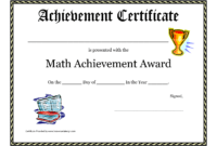 Math Achievement Award Printable Certificate Pdf | Award inside Math Certificate Template