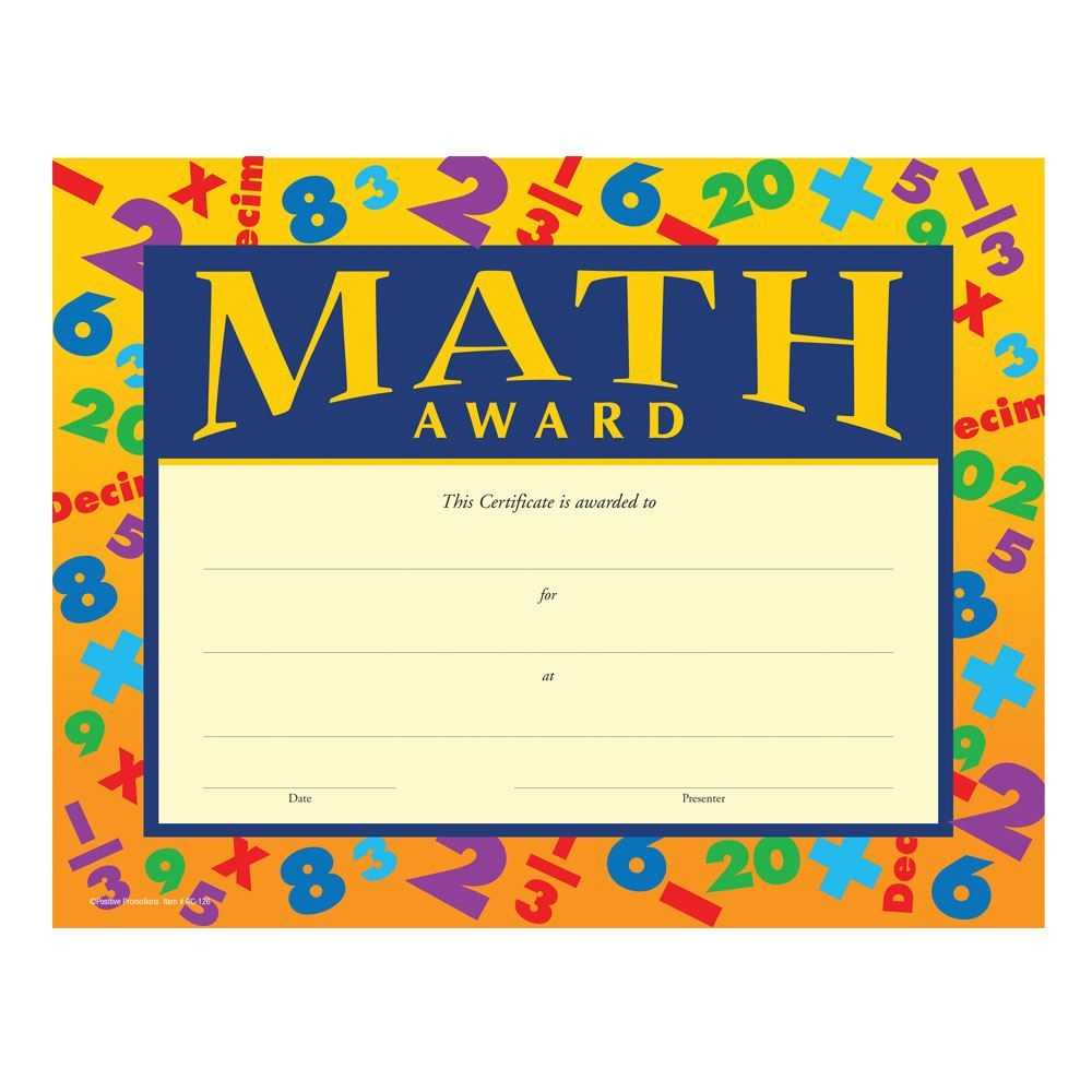 Math Award Gold Foil Stamped Certificates With Regard To Math