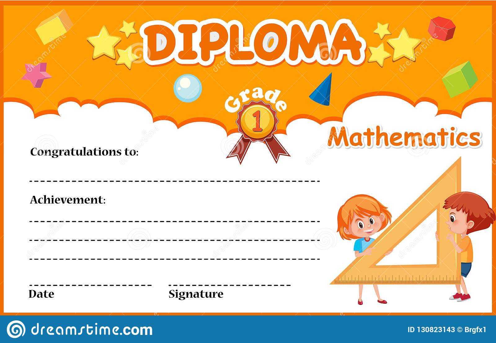 Mathematics Diploma Certificate Template Stock Vector For Math Certificate Template