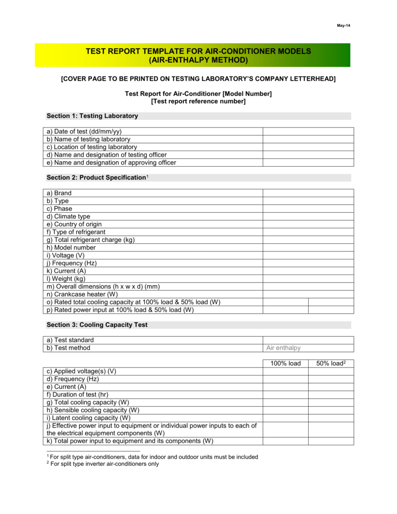 May 14 Test Report Template For Air In Test Result Report Template