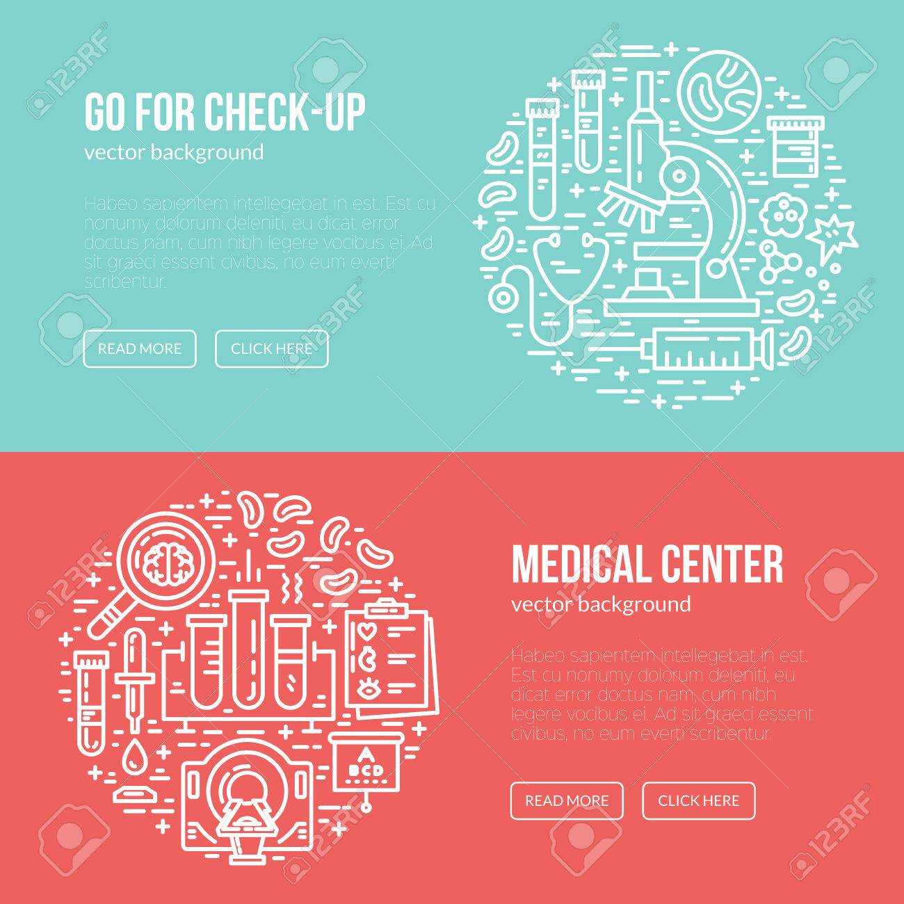 Medical Banner Design Template With Different Research Symbols.. In Medical Banner Template