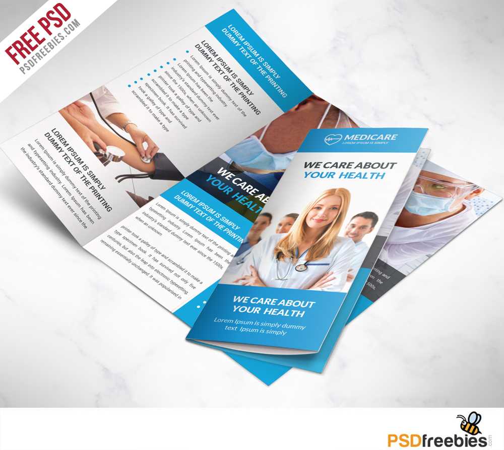 Medical Care And Hospital Trifold Brochure Template Free Psd In 3 Fold Brochure Template Free