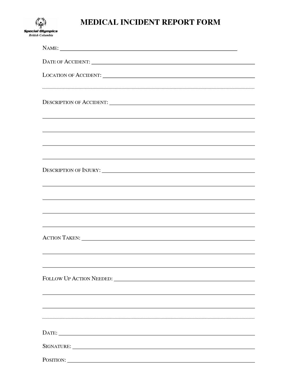 Medical Incident Report Form Template Within Office Incident Report Template