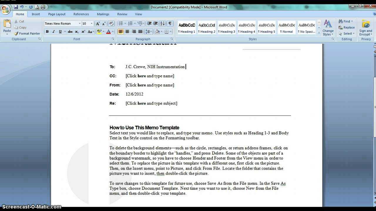 Memo Template For Memo Template Word 2010