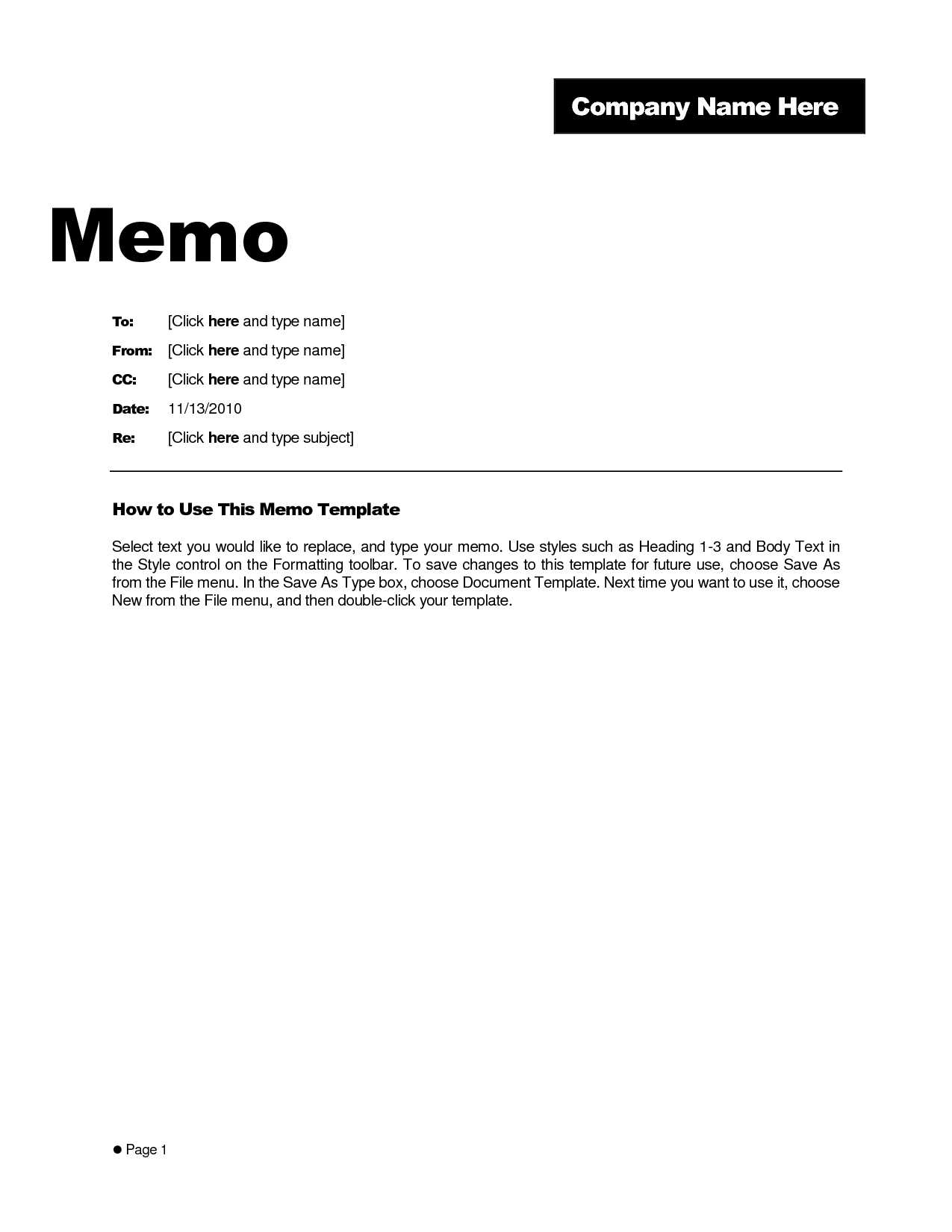 Memo Template Word 2010 – Cumed Inside Memo Template Word 2010