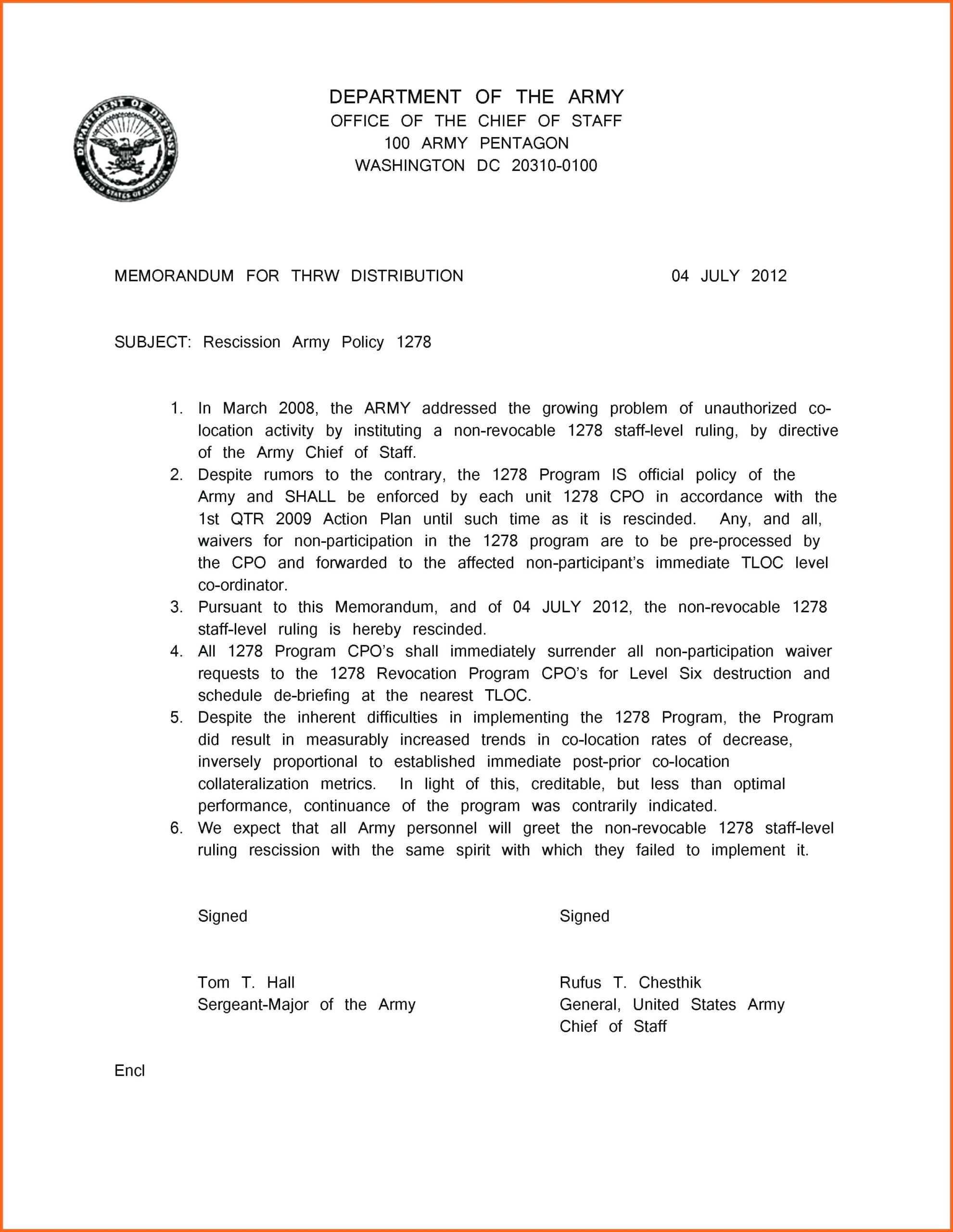 Army Memorandum Template Word
