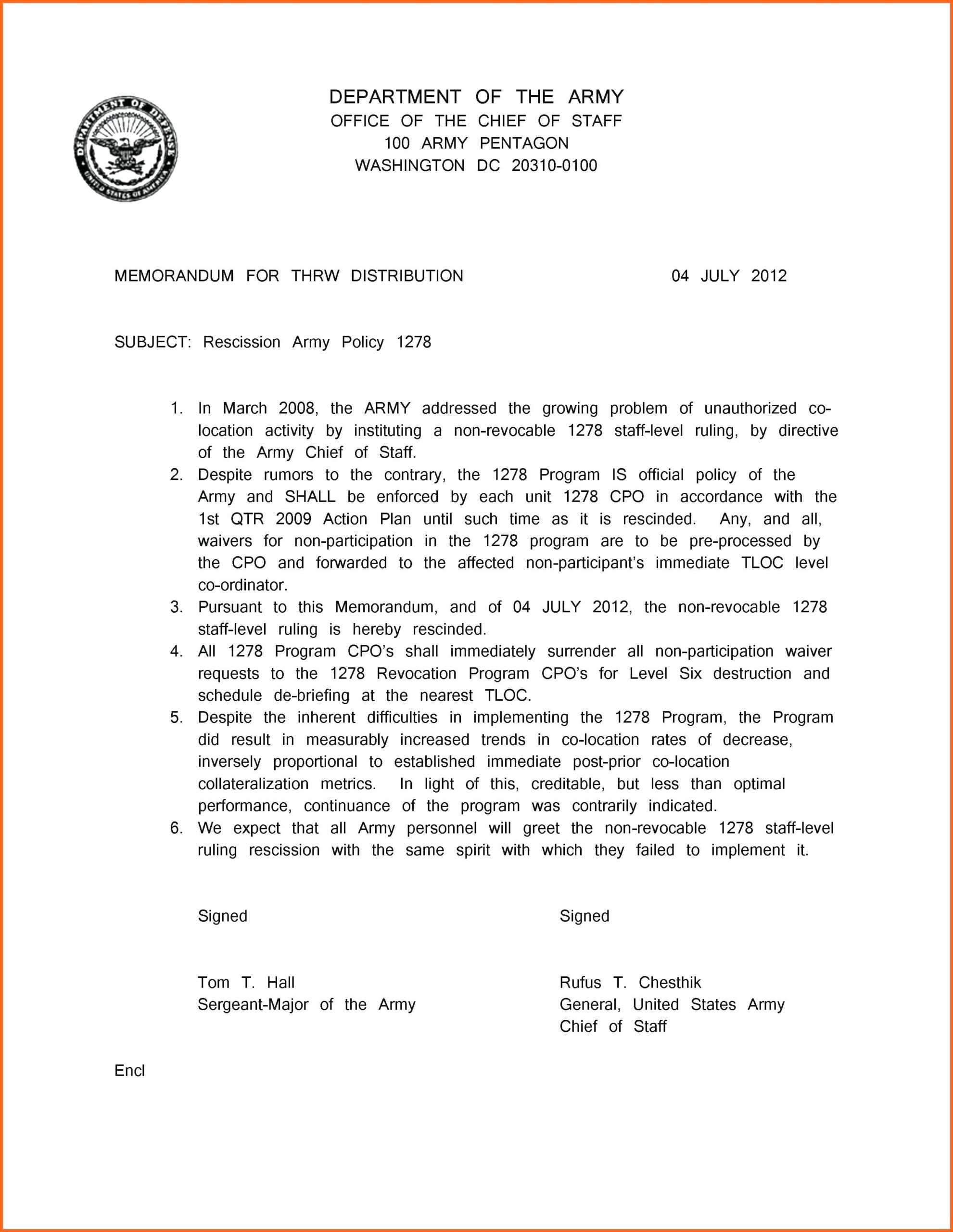 Army Memo Template Word