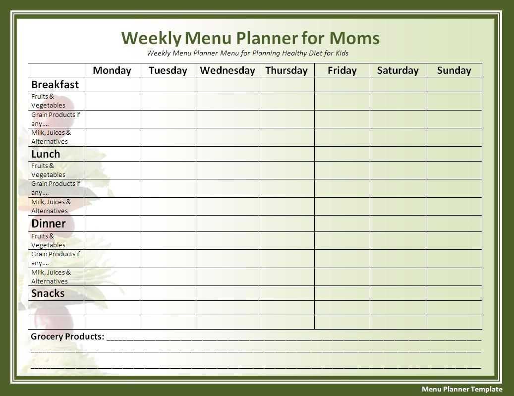 Menu Planner Template In 2019 | Menu Planners, Menu Planning Regarding Menu Planning Template Word