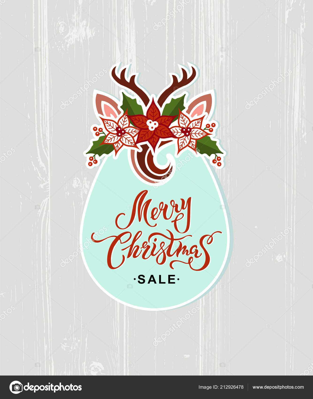 Merry Christmas Sale Card Deer Headband Handwritten Throughout Headband Card Template