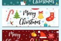 Merry Christmas Set Of Banners Template With with Merry Christmas Banner Template