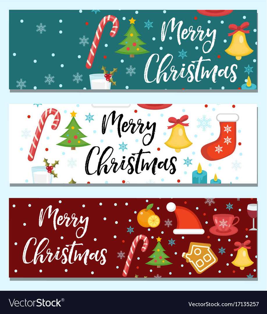 Merry Christmas Set Of Banners Template With With Merry Christmas Banner Template