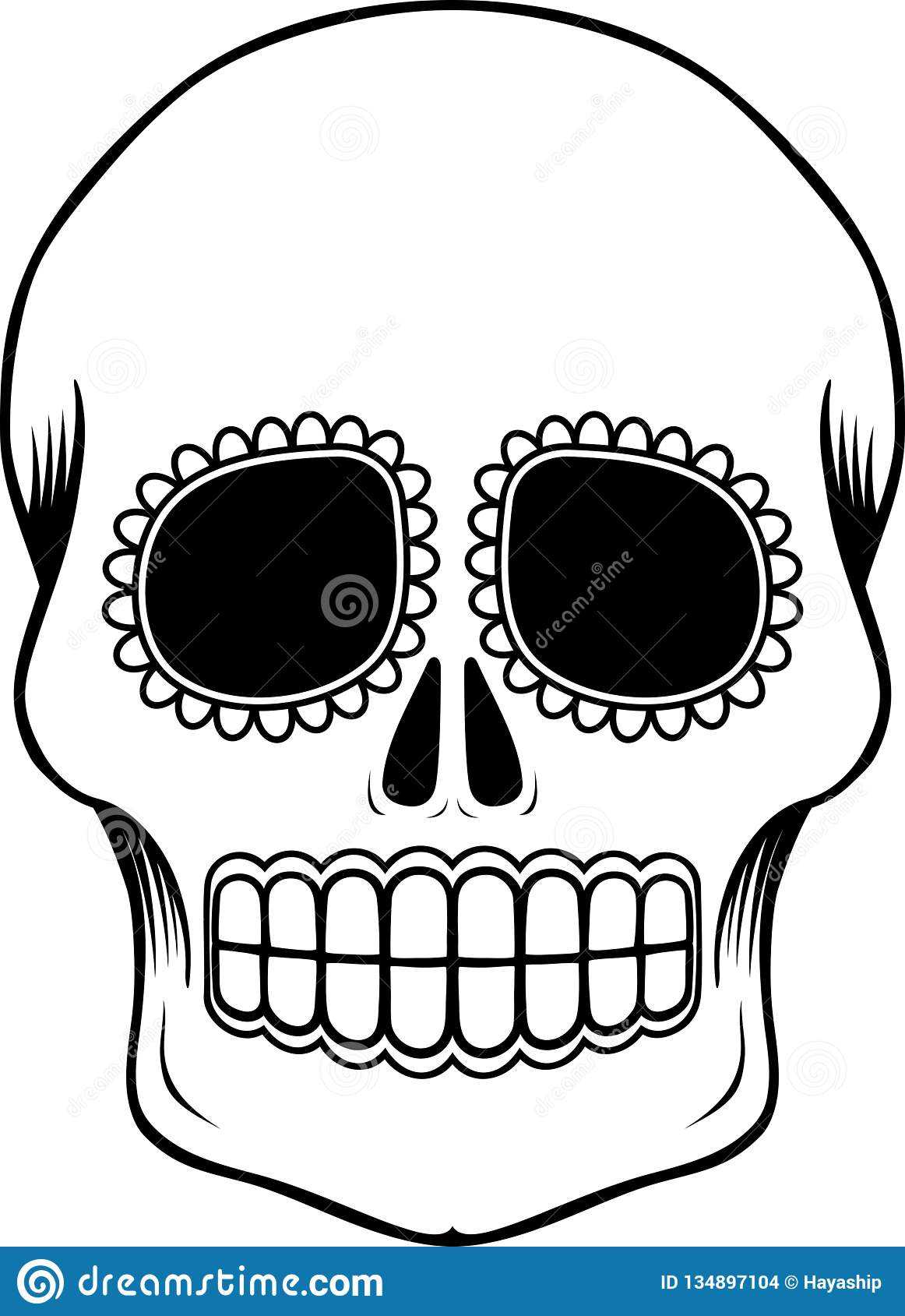 Mexican Sugar Skull Template Stock Vector – Illustration Of Within Blank Sugar Skull Template