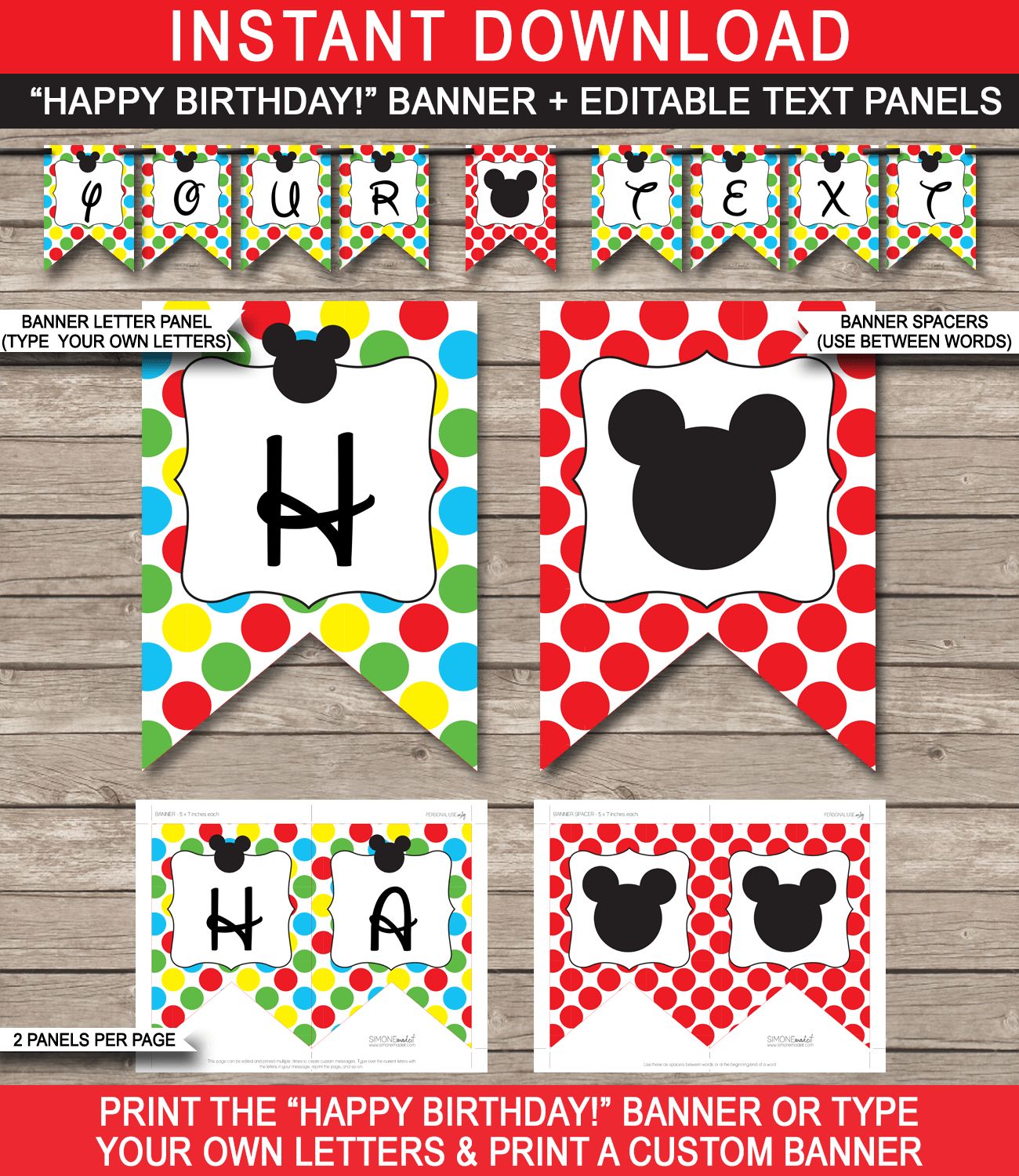 Mickey Mouse Party Banner Template For Diy Banner Template Free
