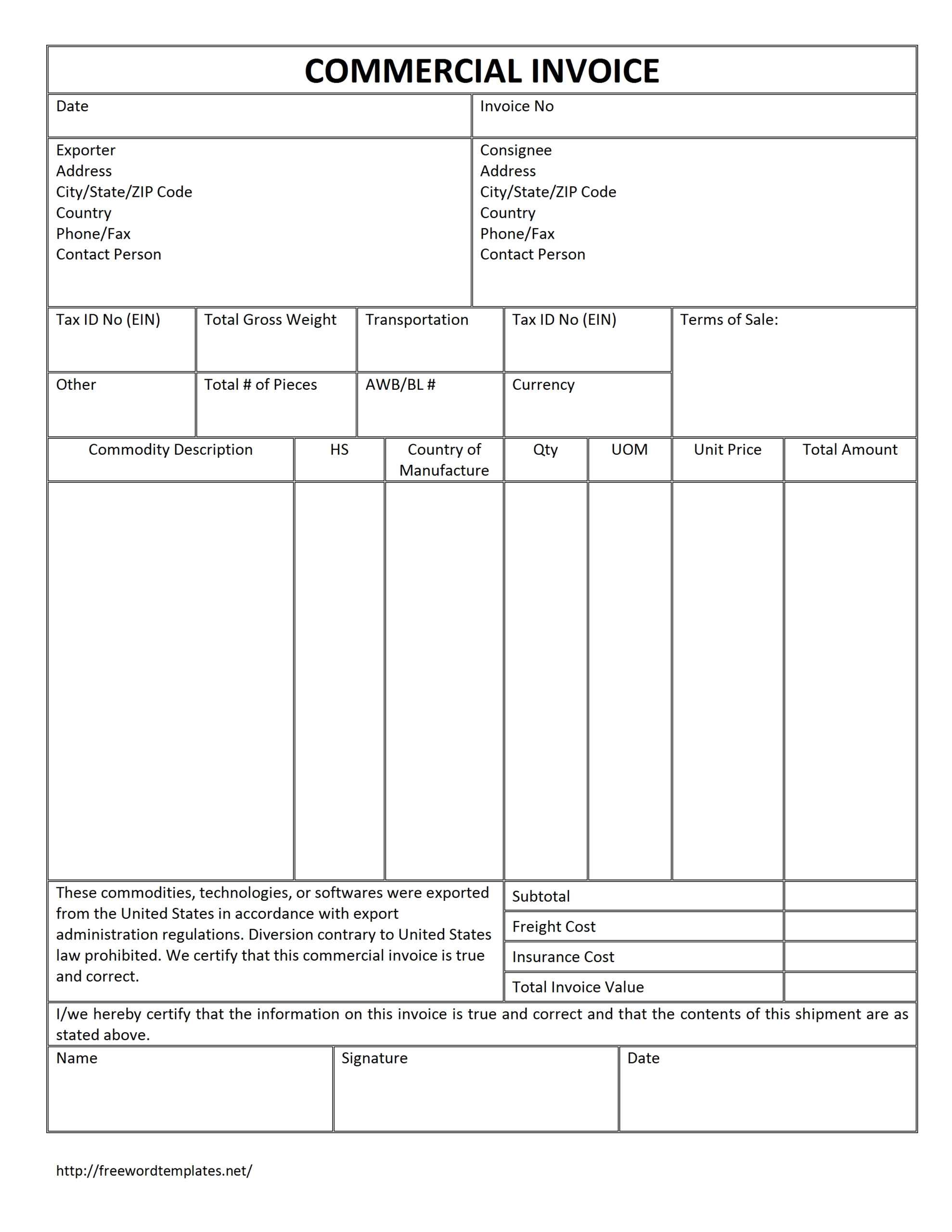 Microsoft Invoices Microsoft Word Invoice Template Regarding Commercial Invoice Template Word Doc