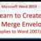 Microsoft Word Mail Merge Envelope (Word 2013/2016) For Word 2013 Envelope Template