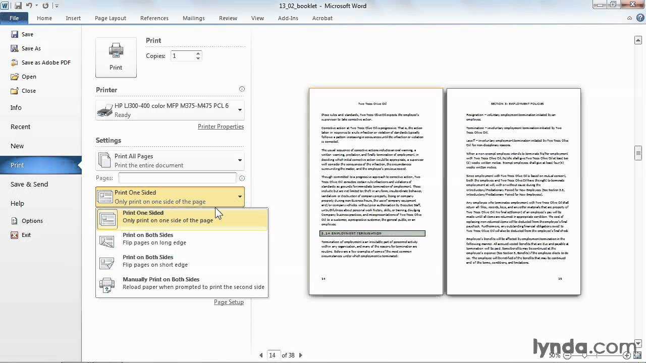 Microsoft Word Tutorial: How To Print A Booklet | Lynda For How To Create A Book Template In Word