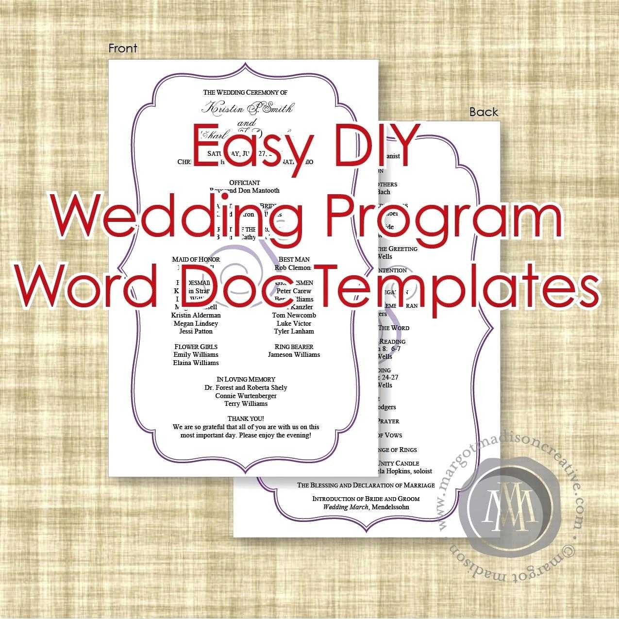 Microsoft Word Wedding Program Template – Wovensheet.co Regarding Free Printable Wedding Program Templates Word