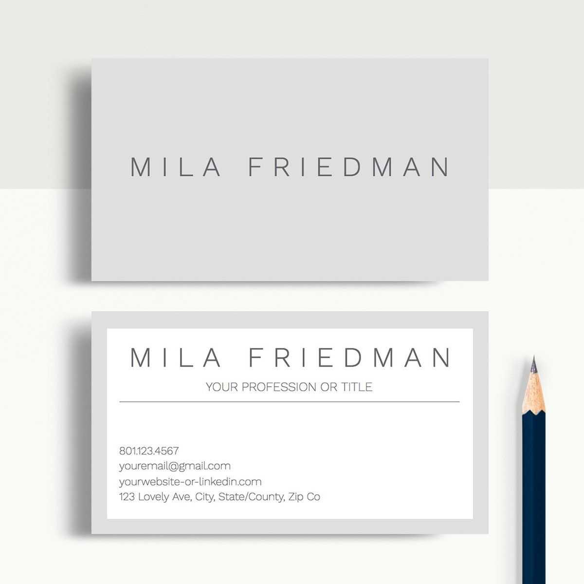 Mila Friedman | Google Docs Professional Business Cards In Business Card Template For Google Docs
