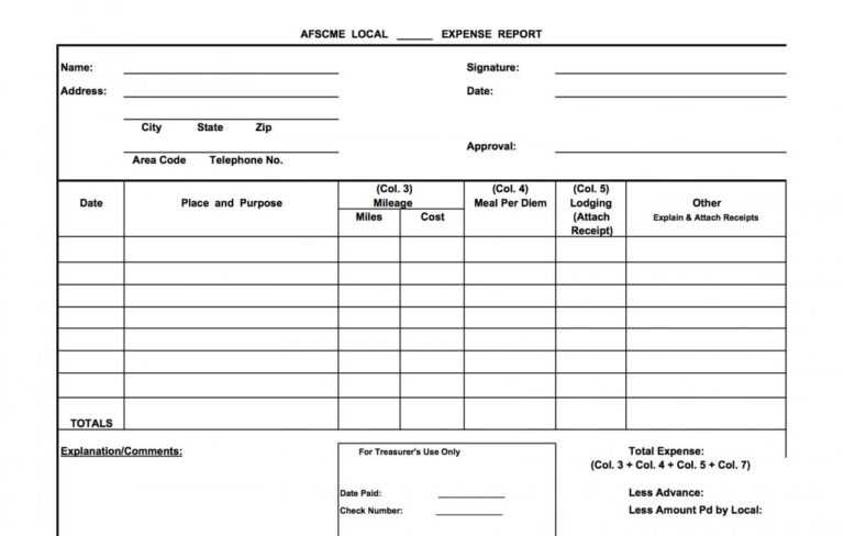 Gas Mileage Expense Report Template