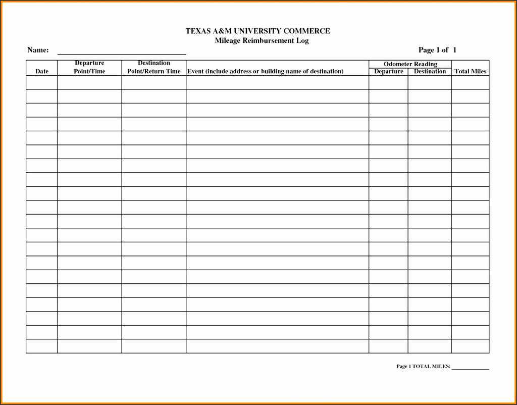 Mileage Reimbursement Form Pdf Awesome Free Printable With Mileage Report Template