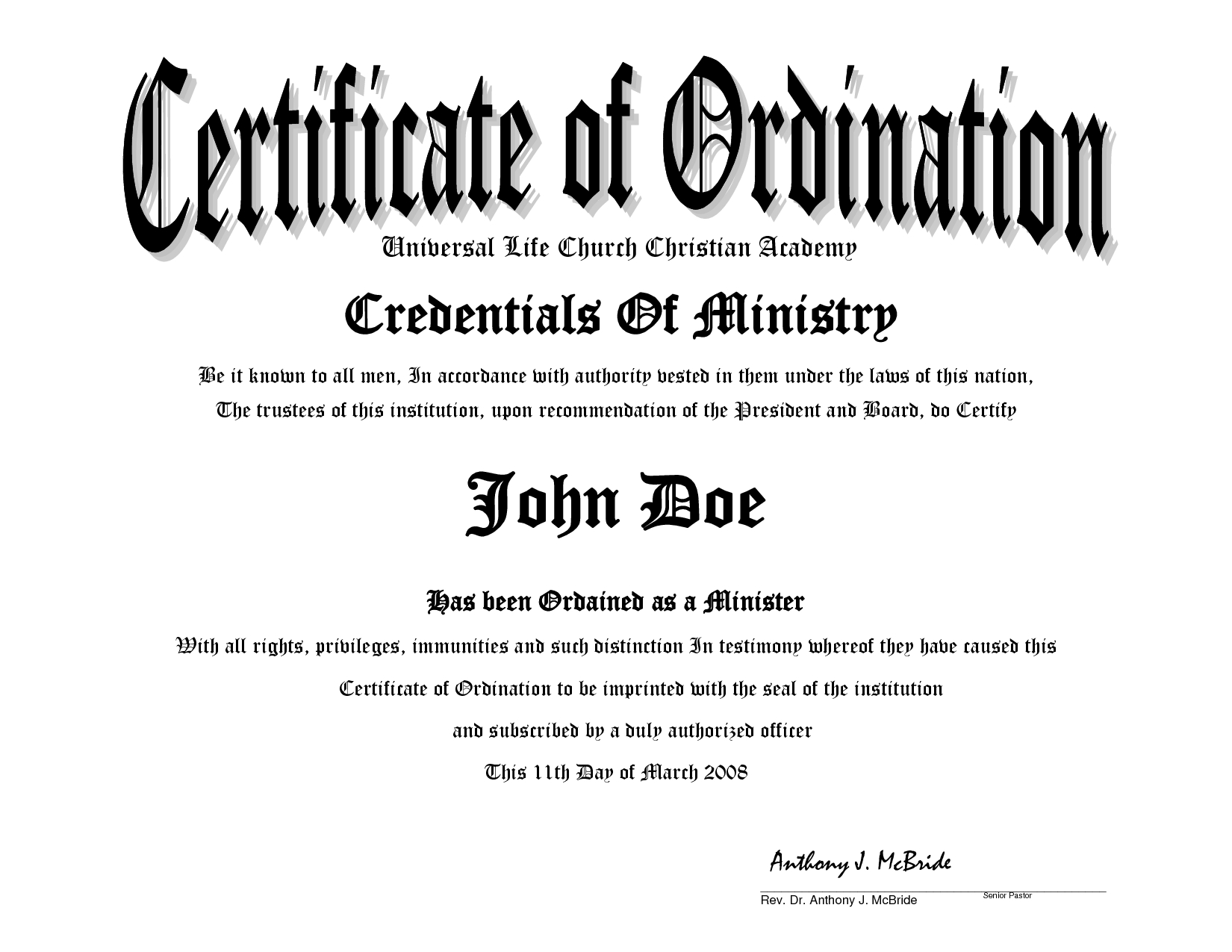 Minister License Certificate Template 10 Best Images Of Regarding Free Ordination Certificate Template