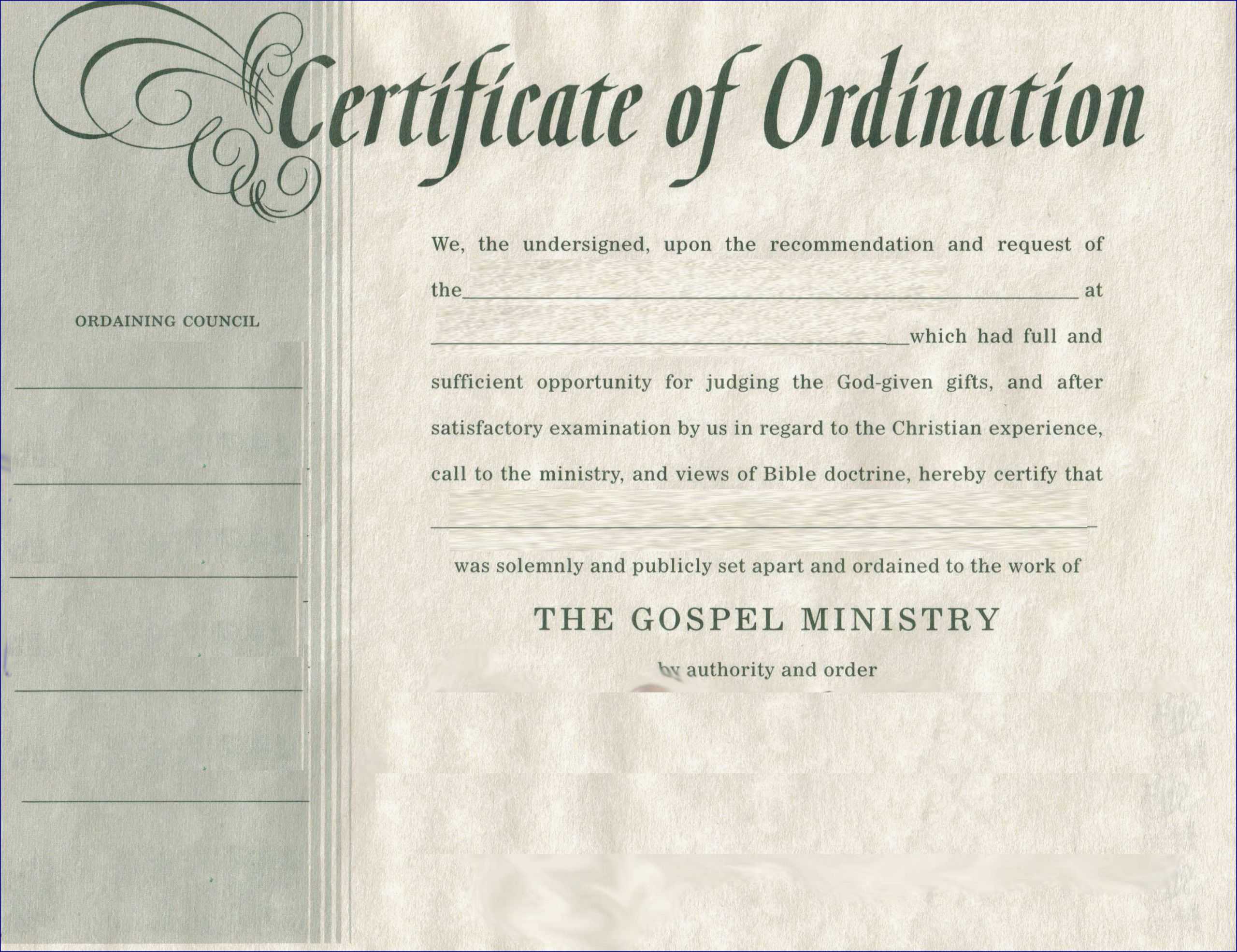 Free Printable Certificate Of Ordination Template Printable Templates 