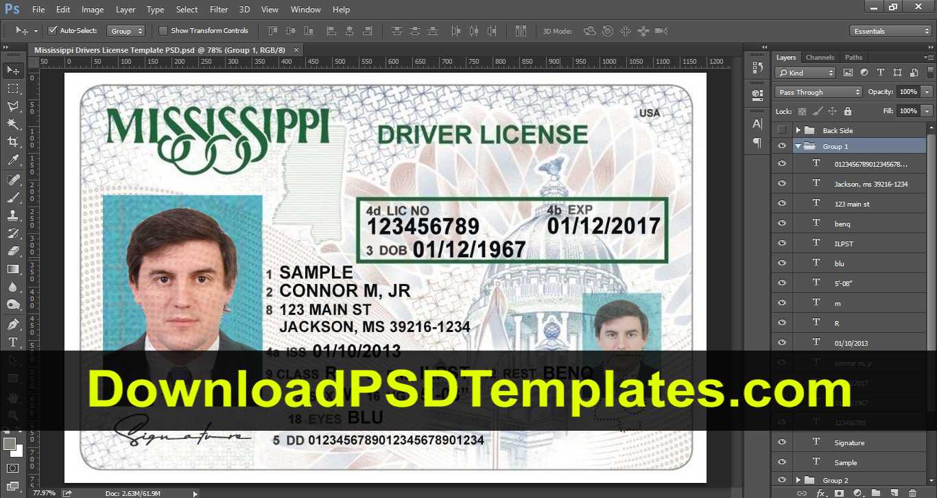 Mississippi Drivers License Template Psd Intended For Blank Drivers License Template