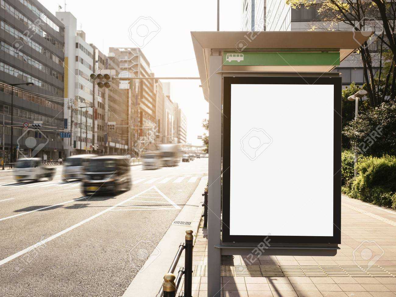 Mock Up Billboard Banner Template At Bus Shelter Media Outdoor.. With Regard To Street Banner Template