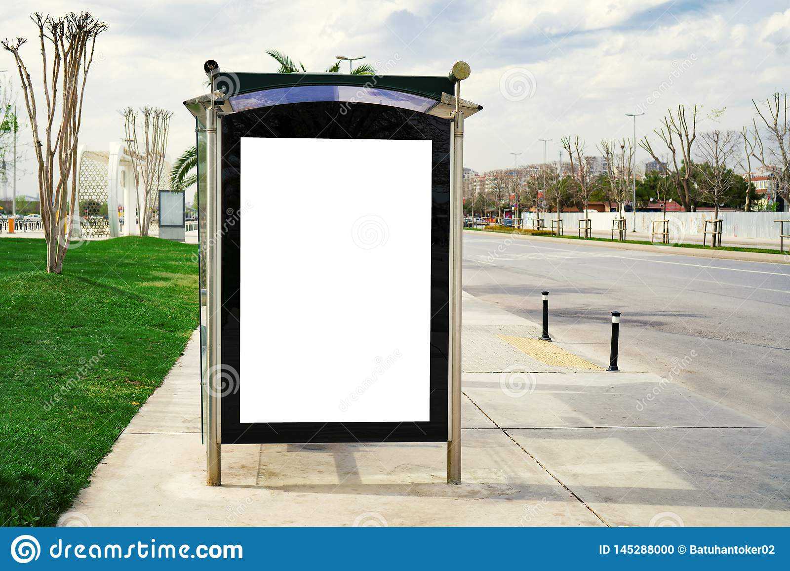Mock Up Billboard Banner Template At Bus Shelter Media Within Street Banner Template