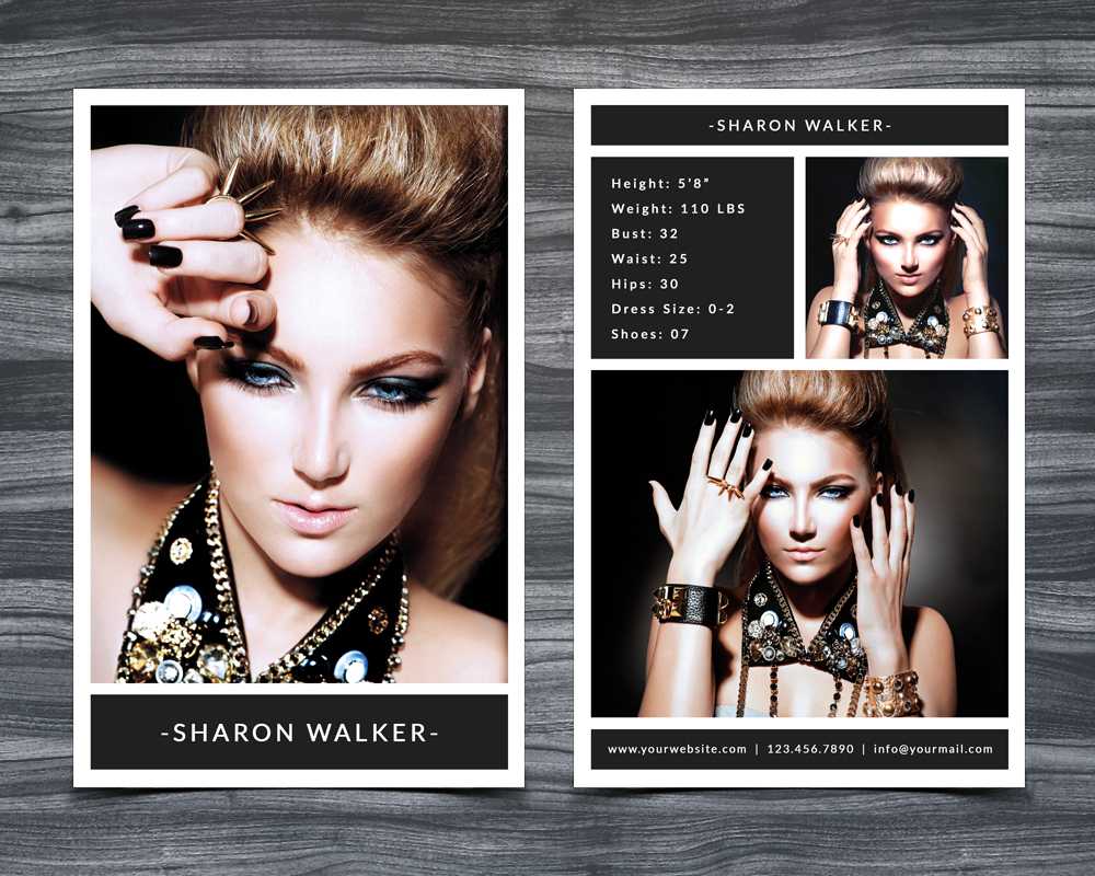Model Comp Card Template Within Free Model Comp Card Template Psd