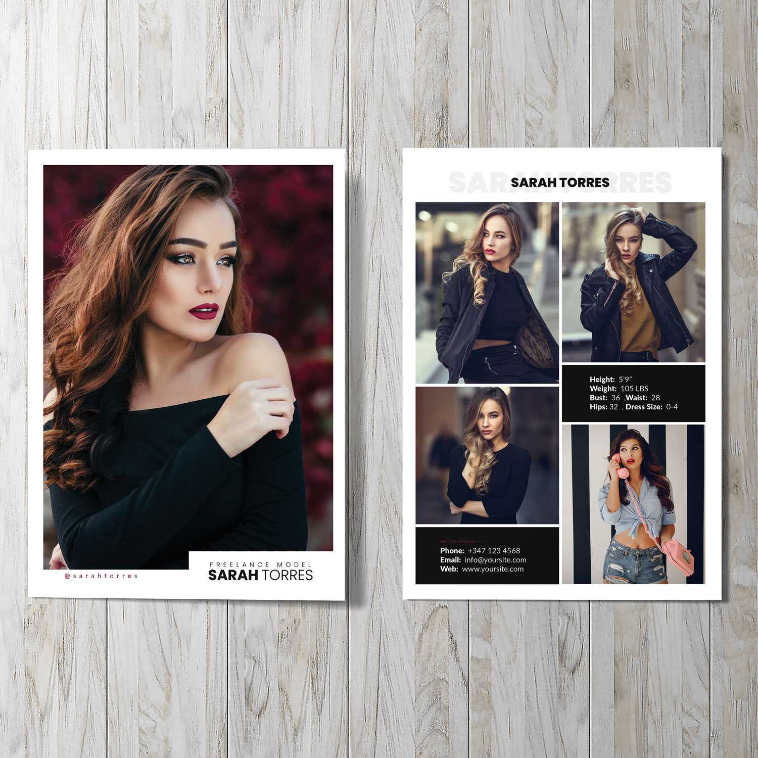 Modeling Comp Card | Fashion Model Comp Card Template | Photoshop, Elements  And Psd Template | Instant Download | Vo 01 With Comp Card Template Psd