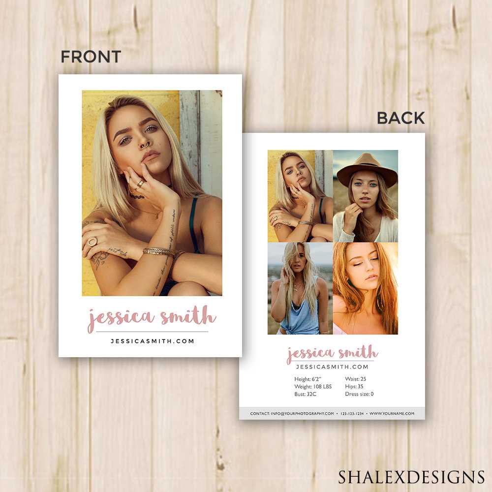 Modeling Comp Card Template – Photoshop Psd *instant Download* Within Comp Card Template Psd