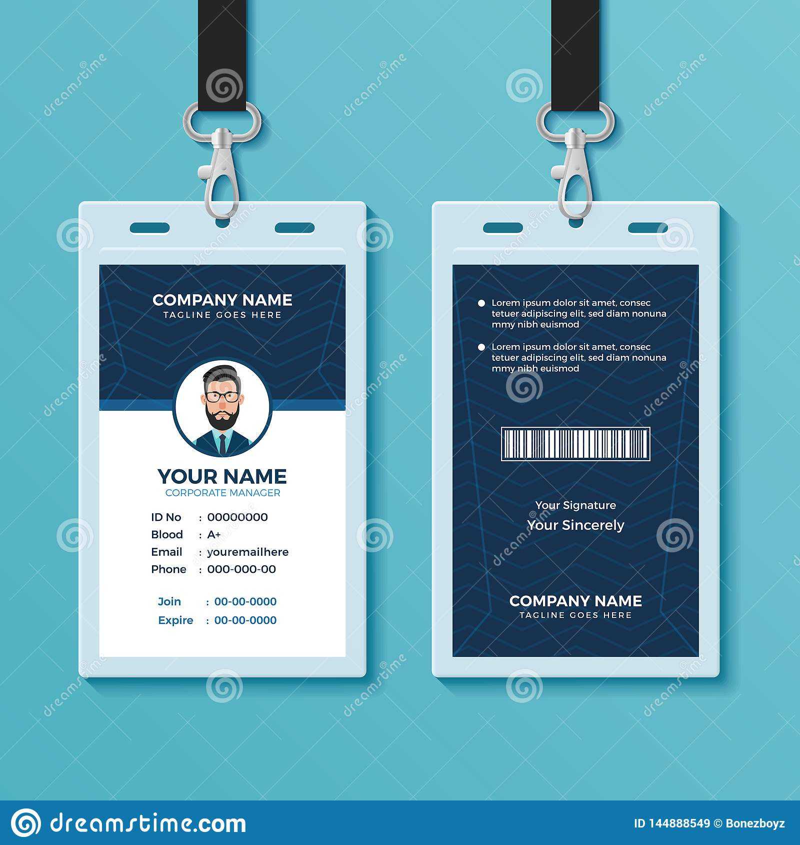 Modern And Clean Id Card Design Template Stock Vector With Regard To Company Id Card Design Template