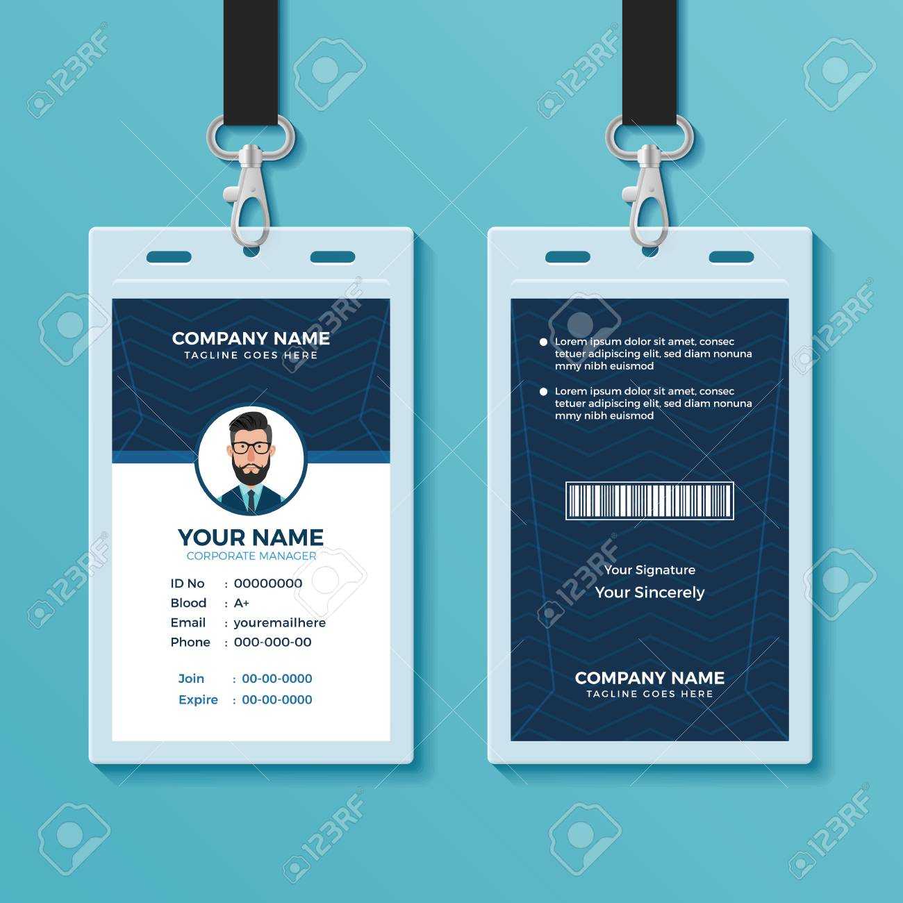Modern And Clean Id Card Design Template Throughout Portrait Id Card Template