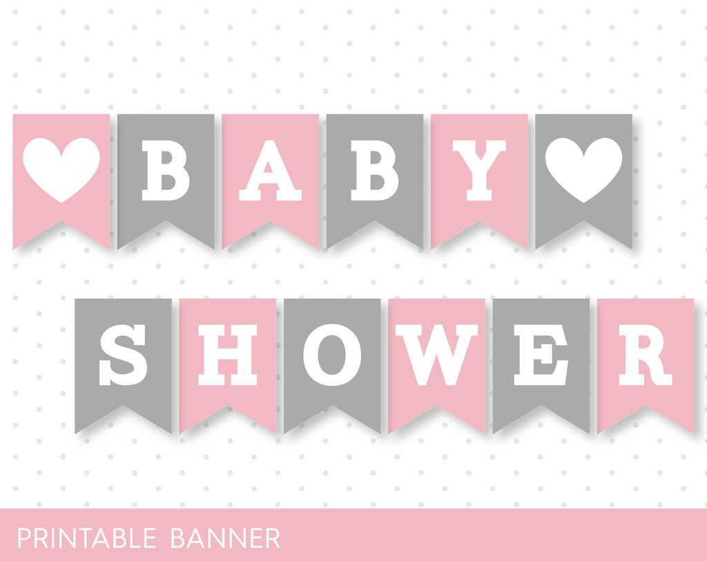 Modern Baby Shower Banner It A Girl Pink And Grey P B 57 J With Regard To Diy Baby Shower Banner Template
