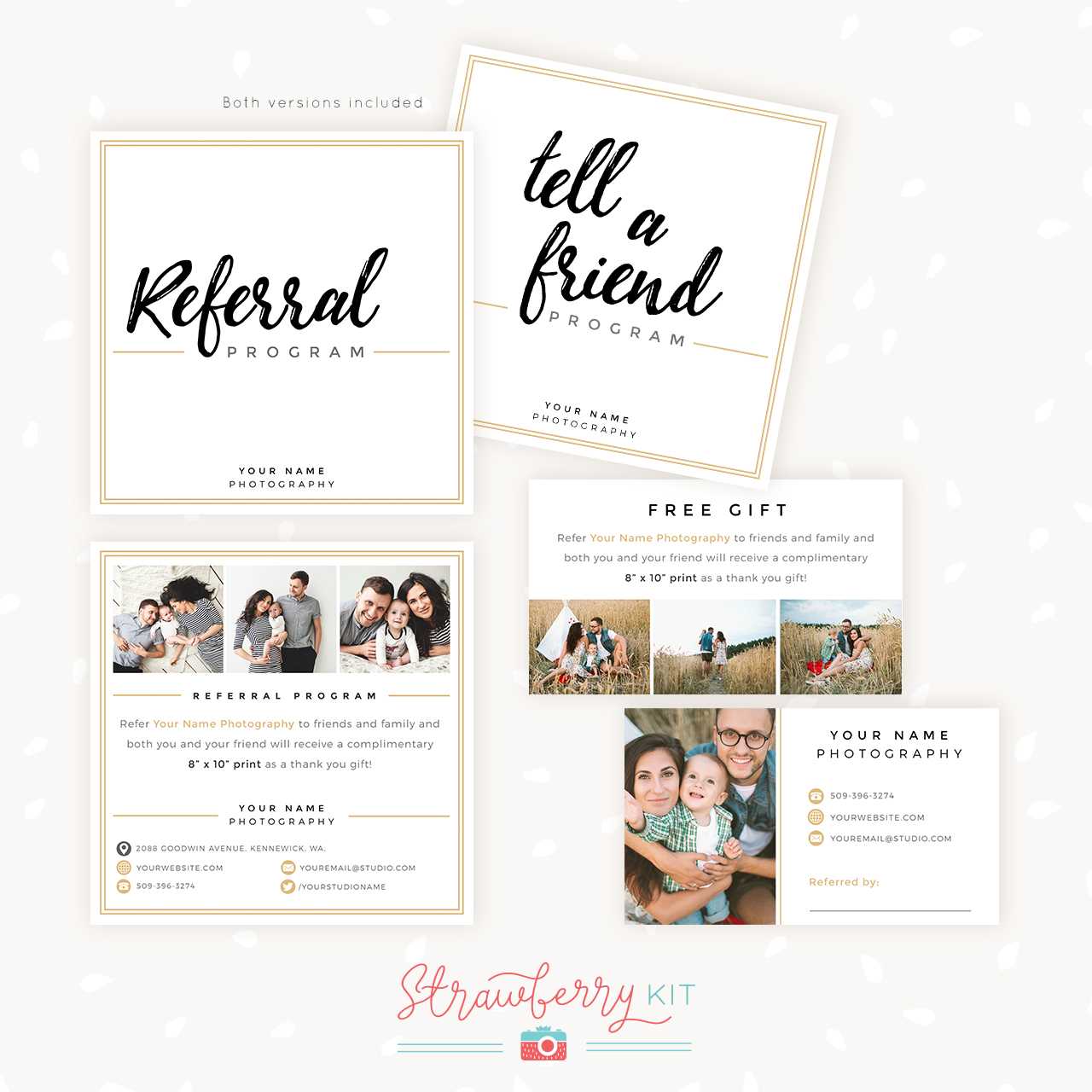 Modern Hand Lettering Referral Card Set – Strawberry Kit Pertaining To Photography Referral Card Templates