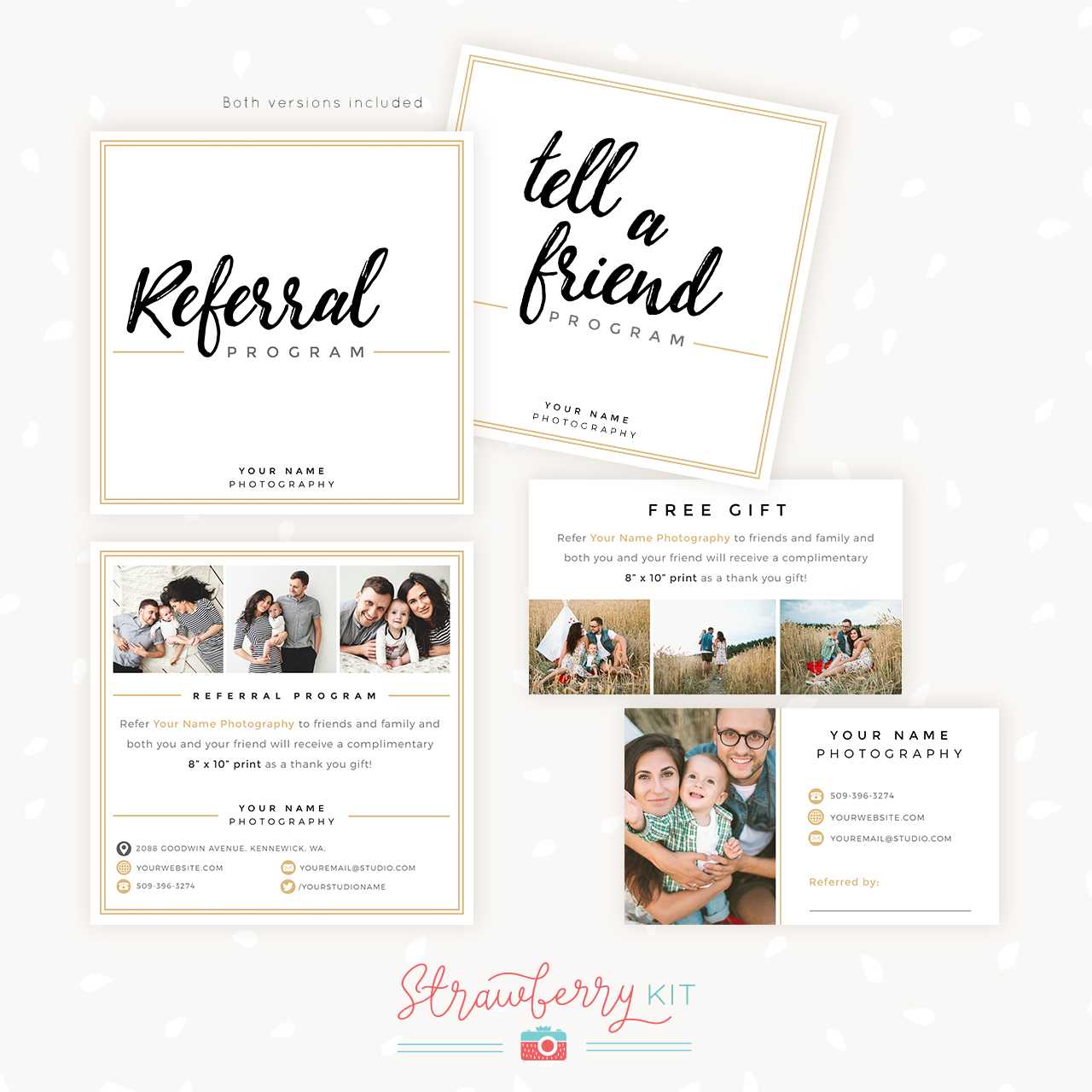 Modern Hand Lettering Referral Card Set – Strawberry Kit Pertaining To Referral Card Template Free