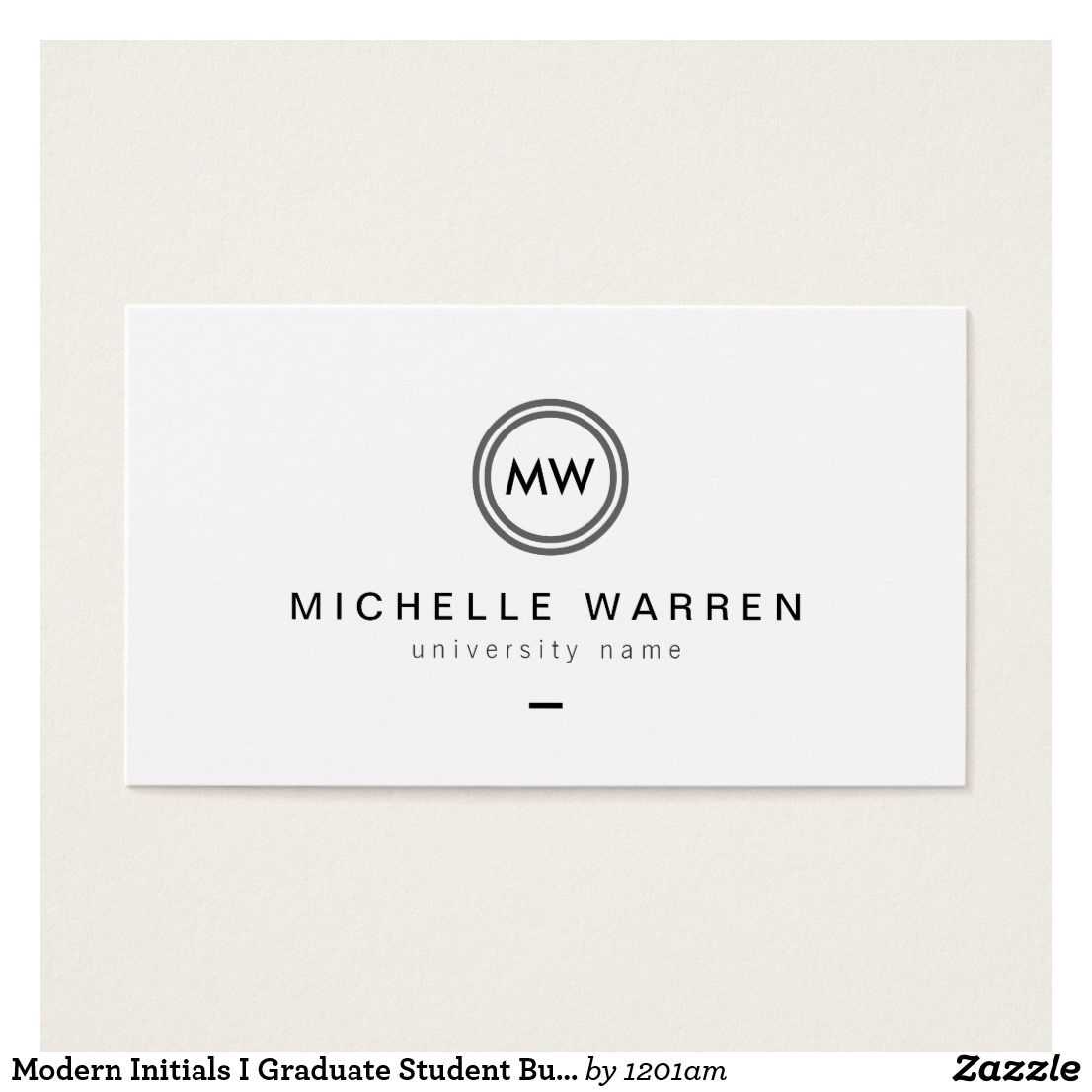 Modern Initials I Graduate Student Business Card | Zazzle Regarding Graduate Student Business Cards Template