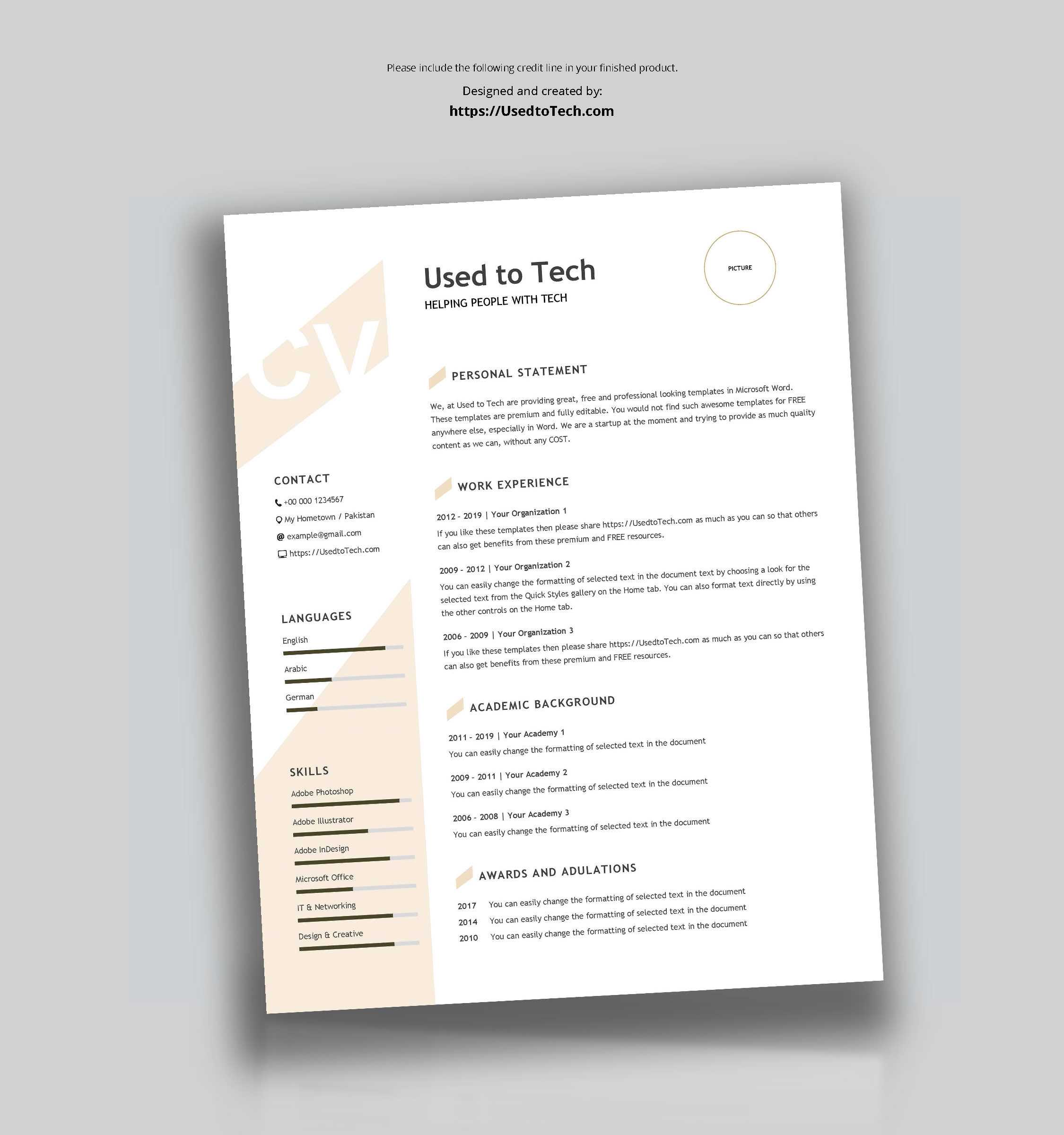 Modern Resume Template In Word Free – Used To Tech Throughout Resume Templates Microsoft Word 2010