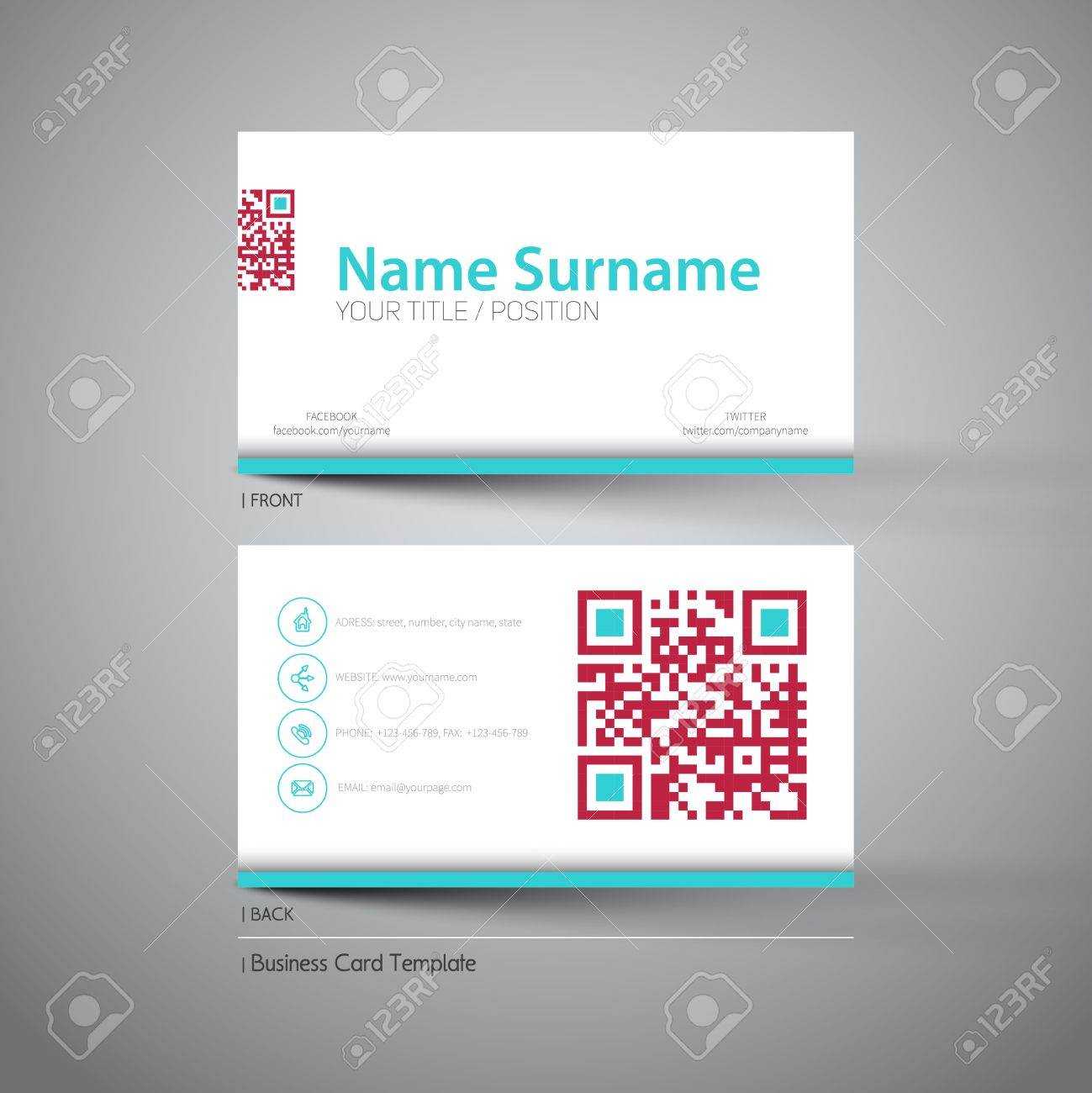 Modern Simple Light Business Card Template With Big Qr Code With Regard To Qr Code Business Card Template