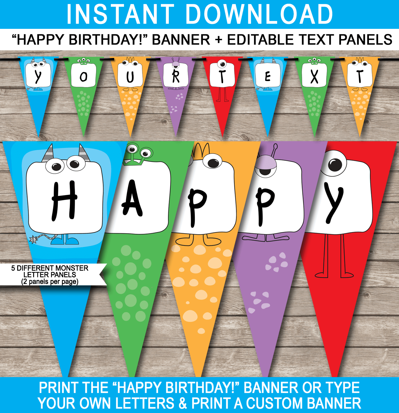 Monster Party Banner Template For Free Happy Birthday Banner Templates Download