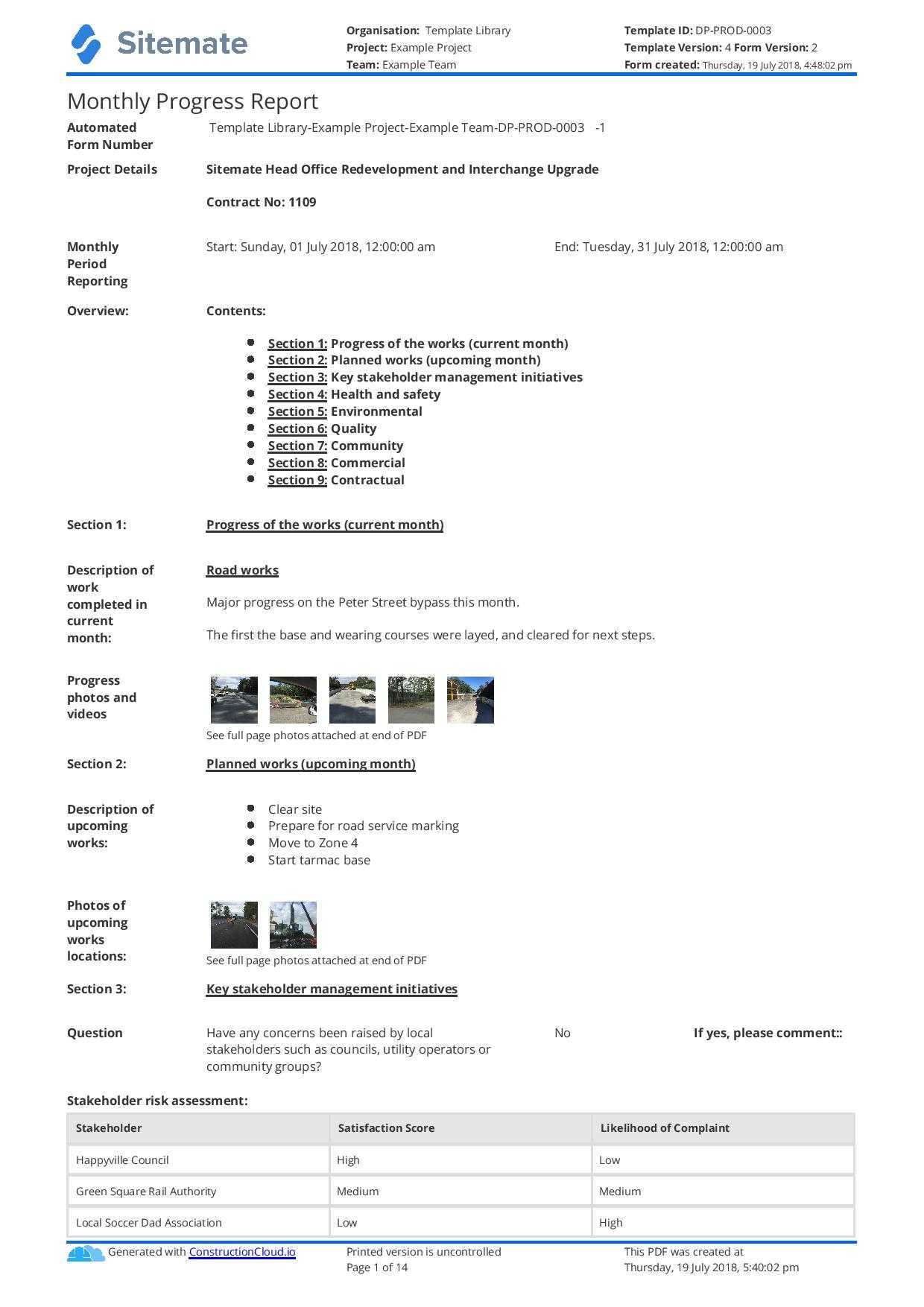 Monthly Construction Progress Report Template: Use This Inside Monthly Project Progress Report Template