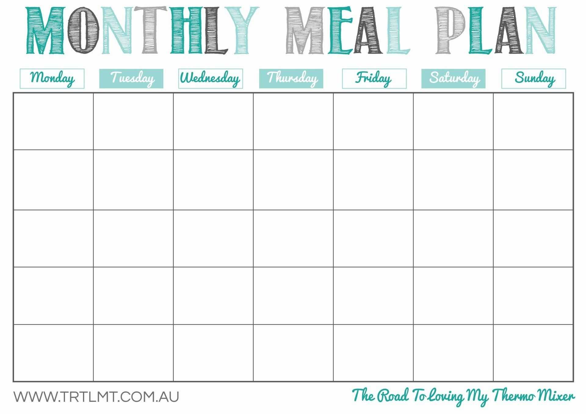 Monthly Meal Plan Printable | Template Business Psd, Excel Throughout Meal Plan Template Word