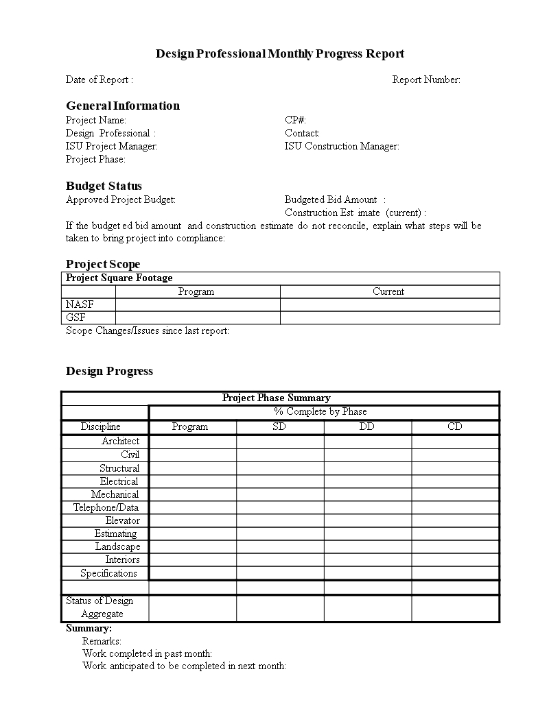 Monthly Progress Report In Word | Templates At With Progress Report Template For Construction Project