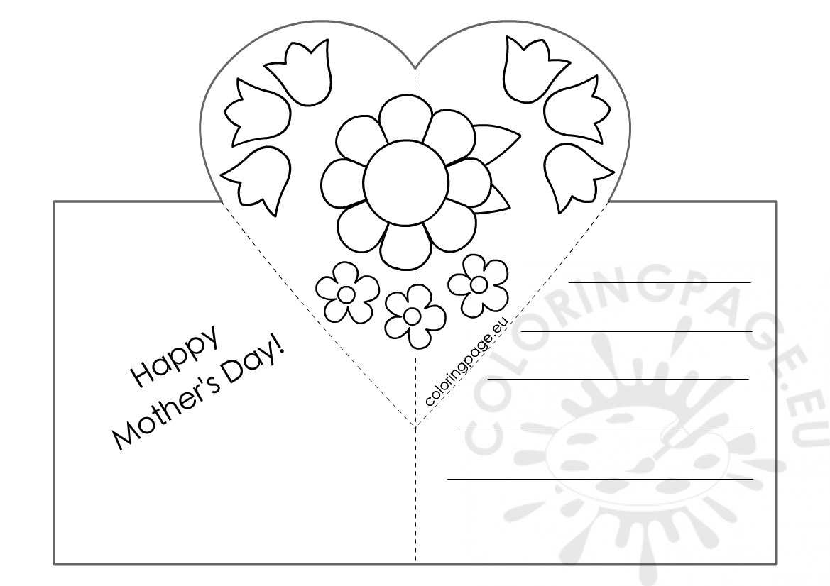 Mothers Day Card With Heart Pop Up Template – Coloring Page Regarding Pop Out Heart Card Template