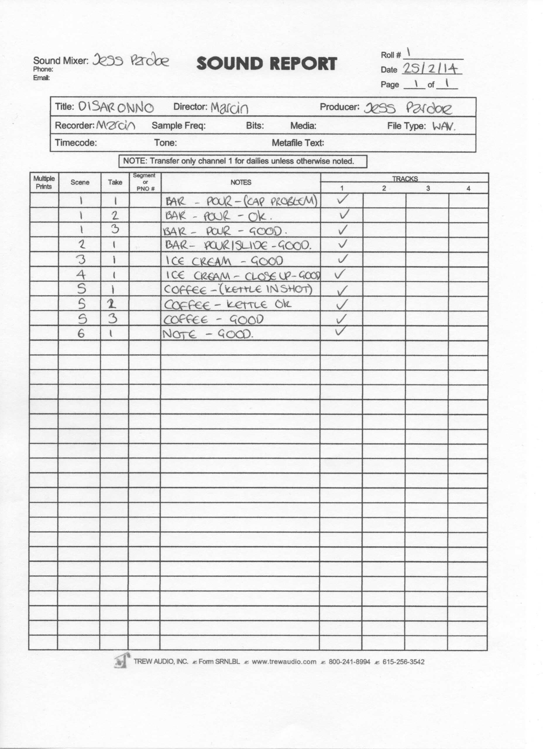 Movie Sound Report Sheet Related Keywords & Suggestions Intended For Sound Report Template