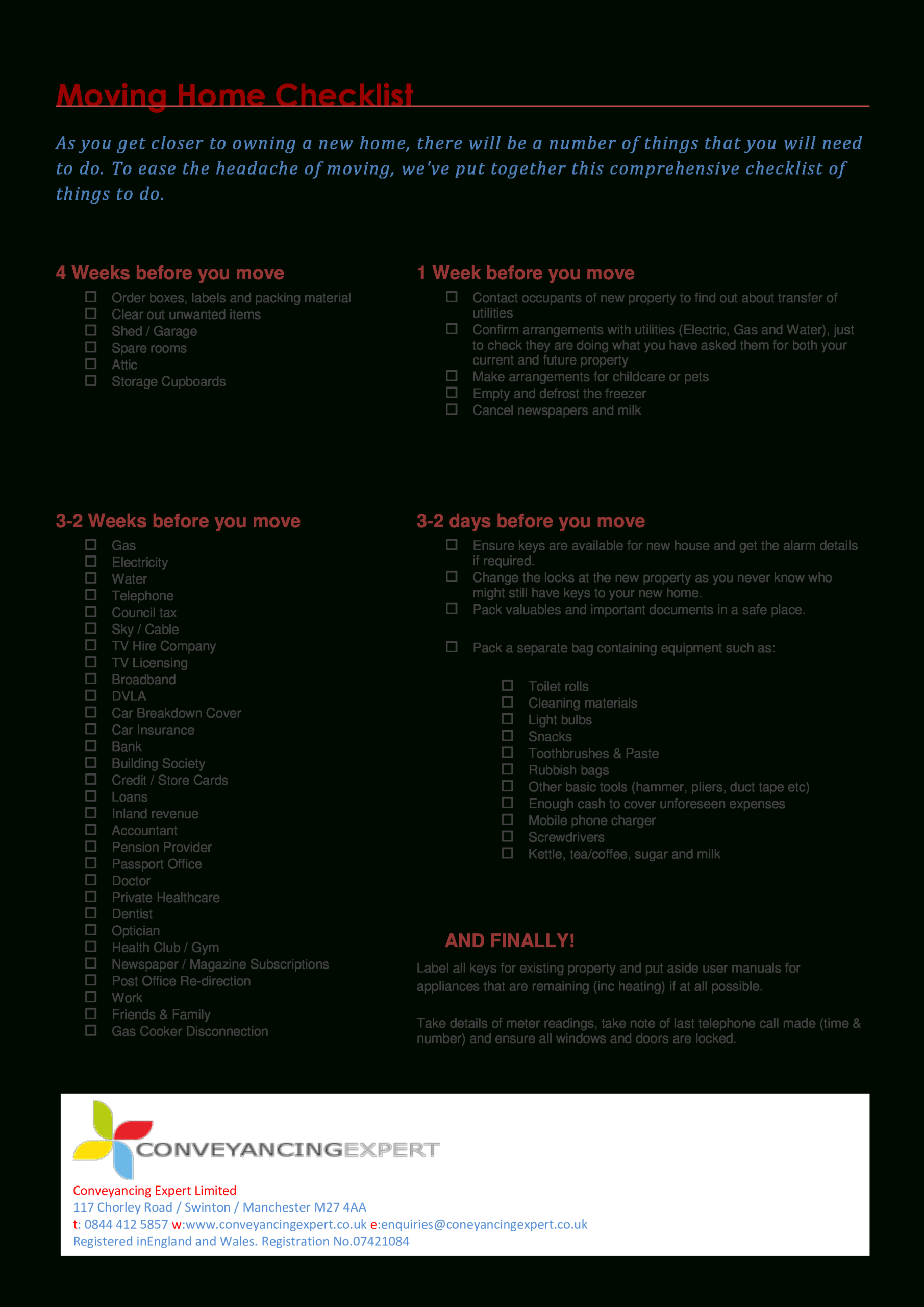 Moving Home Checklist | Templates At Allbusinesstemplates Within Moving Home Cards Template