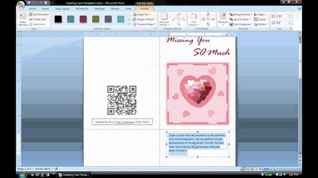 Ms Word Tutorial (Part 1) - Greeting Card Template, Inserting And  Formatting Text, Rotating Text With Regard To Microsoft Word Birthday Card Template
